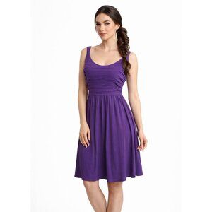 Essentials by A.B.S. Purple Ruched Midi Dress XL Side Zip Boho Chic